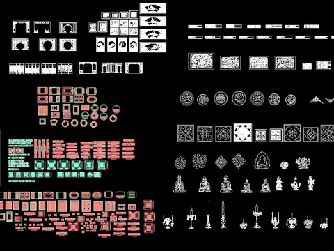  中式彩画cad图库 