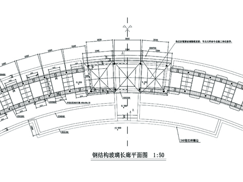  钢结构玻璃长廊CAD施工图 