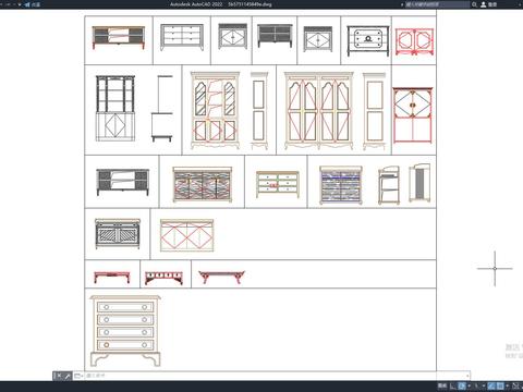  衣柜立面cad图库 