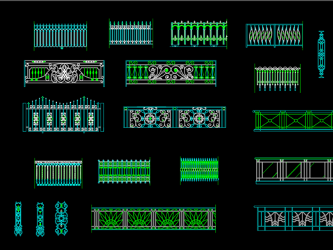  铁艺栏杆cad图块 