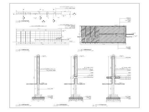  对景景墙详图 平面剖面图 节点大样图 