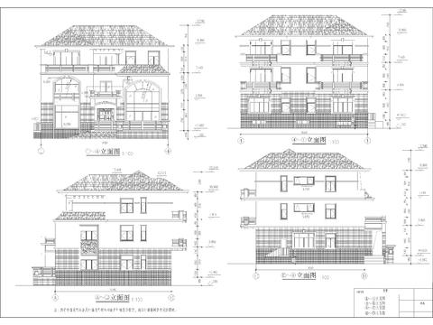  农村自建房 独栋别墅cad平面图 