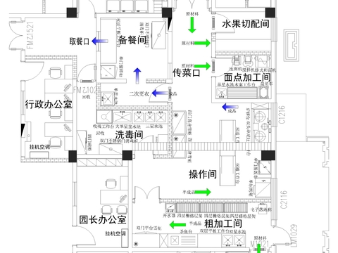  厨房平面cad施工图 