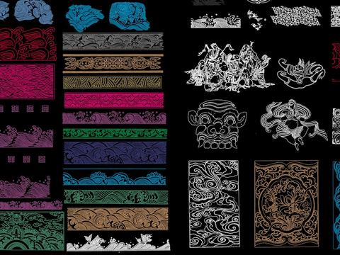  中式花纹cad图库 