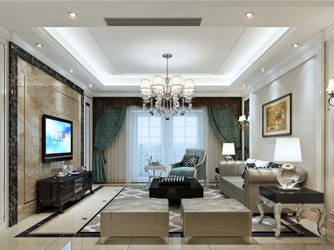  龙盛蓝郡简欧客餐厅卧室CAD施工图 