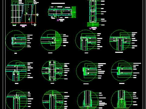  单层石膏板隔墙系统CAD节点大样 