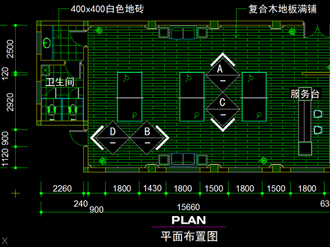  高档乒乓球活动室装修CAD施工图 