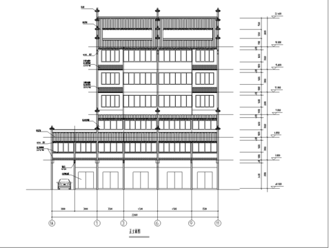  徽派建筑cad施工图 