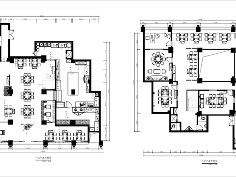 450㎡两层中式火锅店cad平面图 