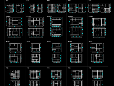  鞋柜电视柜餐边柜书柜cad图库 