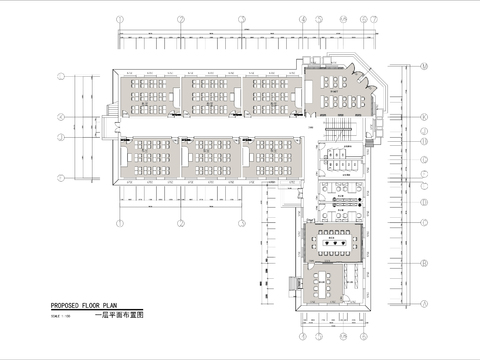  两层培训机构教室cad平面图 