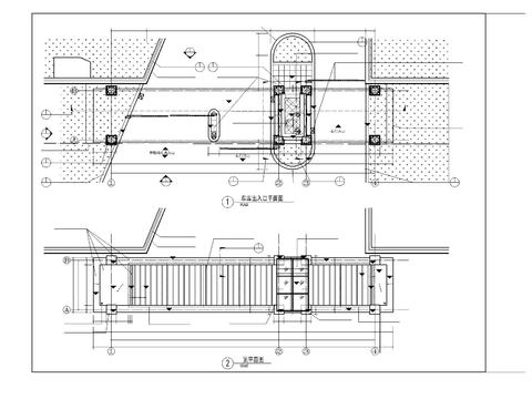  车库入口保安亭节点详图cad大样图 
