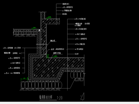  墙身防水cad节点大样图 