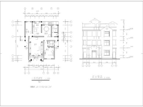  农村自建房 独栋别墅cad平面图 