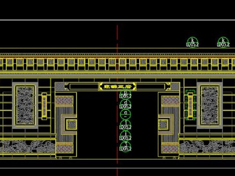  新中式大门cad施工图 