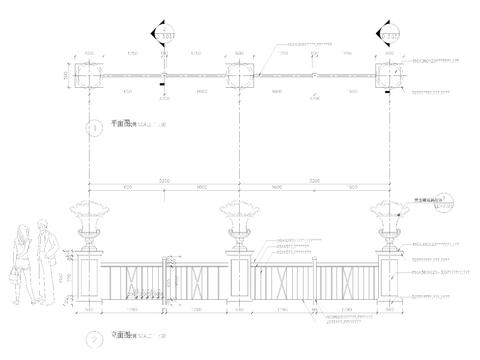  23款户外园林栏杆扶手cad大样图 