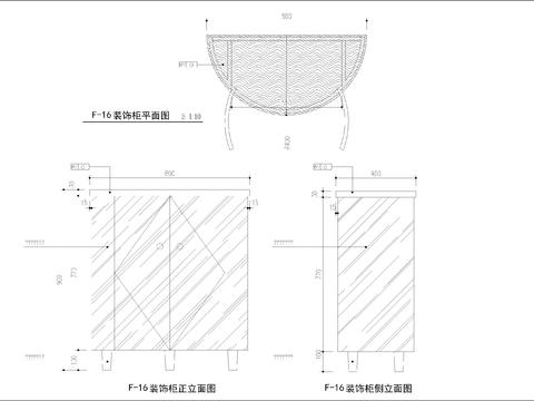  装饰柜梳妆台家具cad大样图 