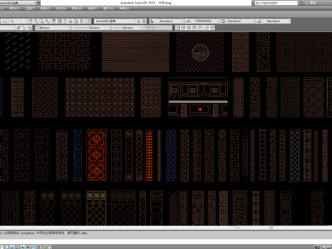  中式隔断cad图库 