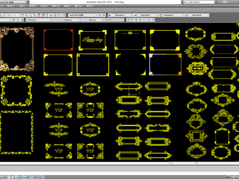  中式欧式边框cad图库 
