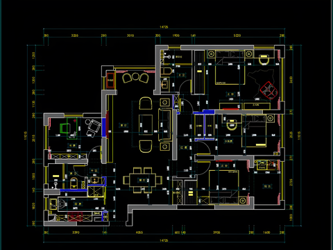  家装设计cad施工图 