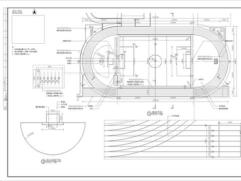  环形操场跑道及排水系统 细部CAD施工图 