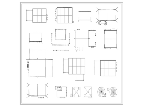  4网红集市商业摊位露营设施CAD图库 