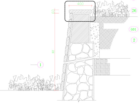  毛石挡土墙CAD节点大样 