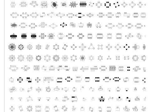  豪宅设计餐厅桌椅CAD图库 