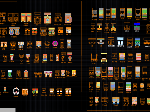  游乐场 电玩城彩色CAD图库 