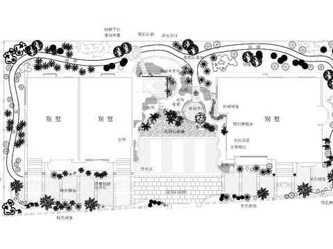  别墅庭院cad平面图 