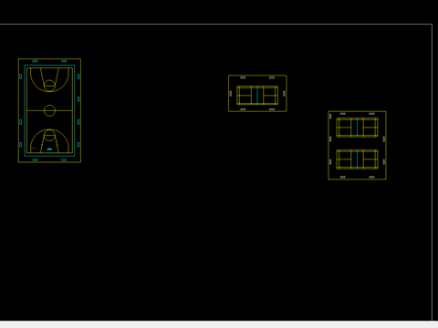  羽毛球场及篮球场CAD施工图 