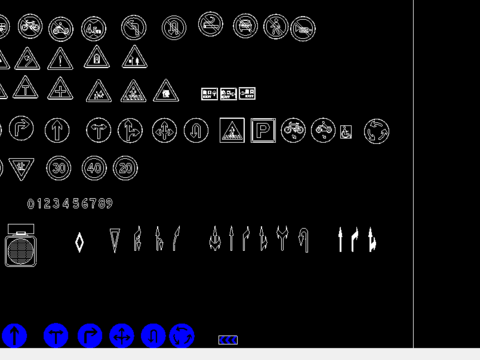  停车场图例和路口标志cad图库 