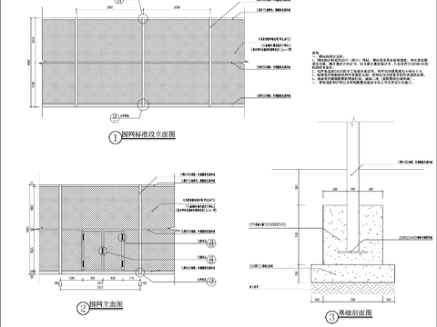  篮球场铁丝围网节点大样 