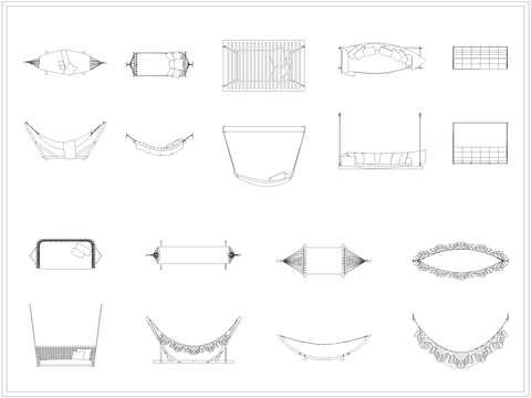  吊床吊椅cad图库 