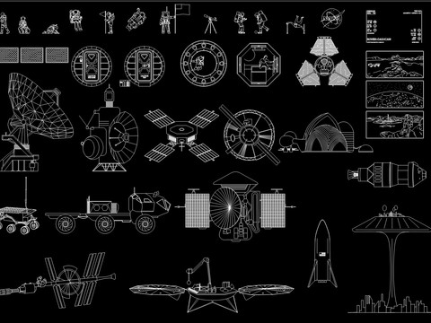  航天系列图块cad图库 