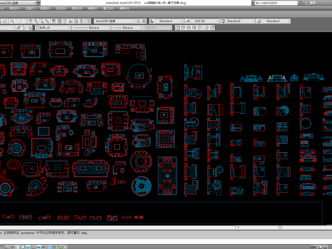  沙发床桌子cad图库 