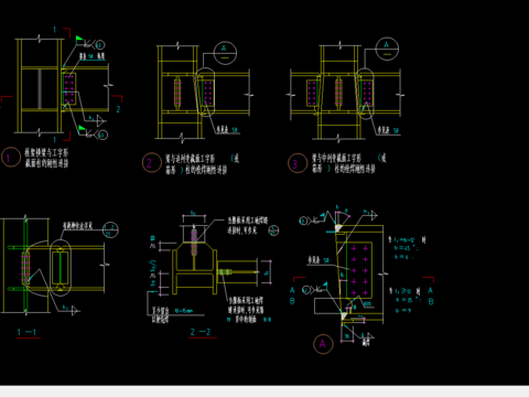 截面柱的刚性连接节点大样 