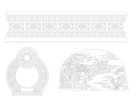  寺庙雕刻cad图库 