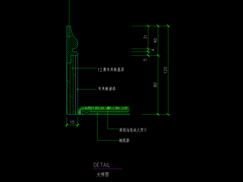  地面与踢脚线的连接cad图库 