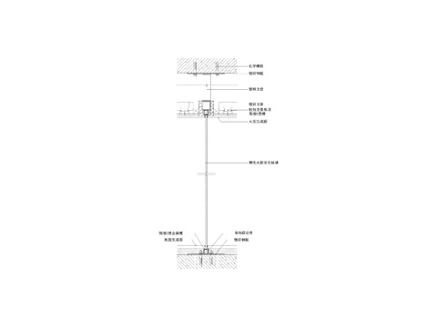  玻璃隔墙竖剖cad大样图 