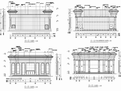 會議中心歐式建筑CAD外立面圖 