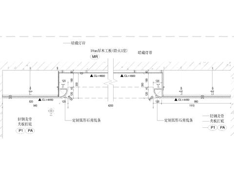  圆形吊顶剖面cad大样图 