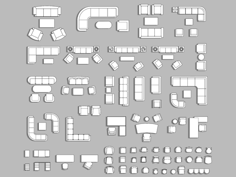  沙发茶几组合cad图库 