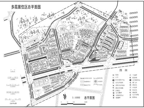  多層居住區(qū)總cad平面圖 