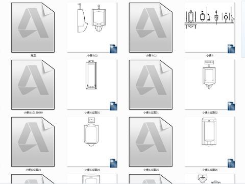  小便器cad图库 