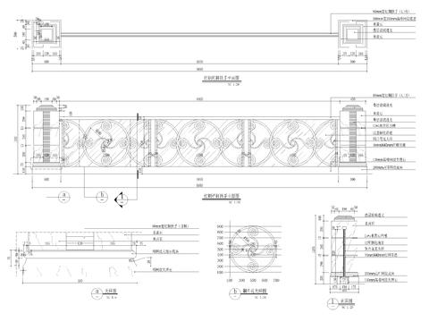  红铜栏杆扶手节点大样 
