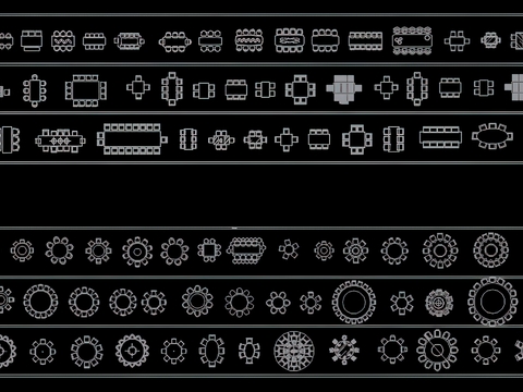  餐桌＆书桌＆茶桌＆休闲桌椅图块cad图库 