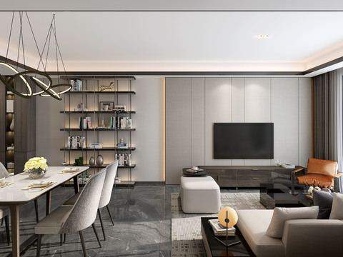  客餐厅cad施工图 