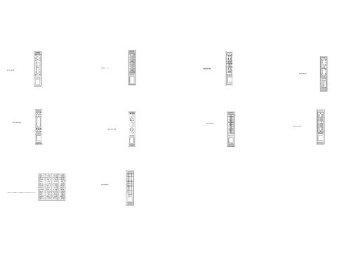  中式方格纹理隔断 屏风cad图库 