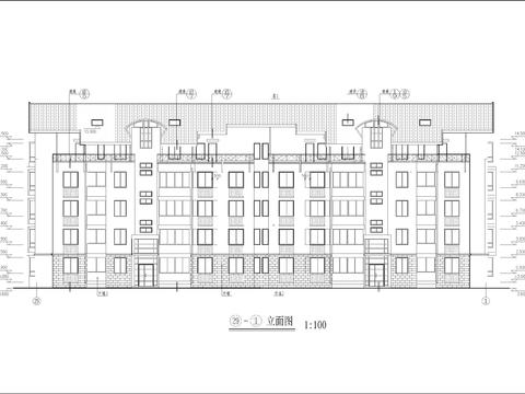  五層坡屋頂全套建筑cad施工圖 